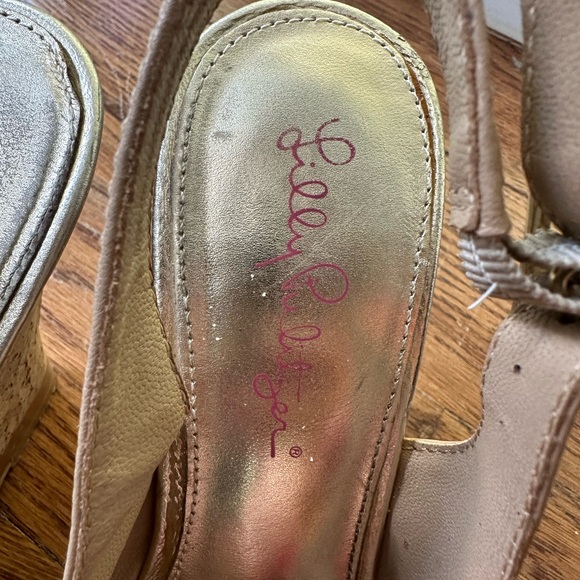 Lilly Pulitzer wedge heels with beige leather size 7 - Picture 3 of 8